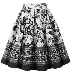 Boho Floral Black and White Skirt